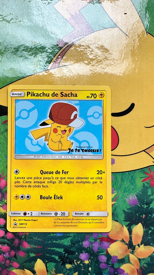 [ Carte FR ] PIKACHU DE SACHA  -SM113 - PROMO - 2017