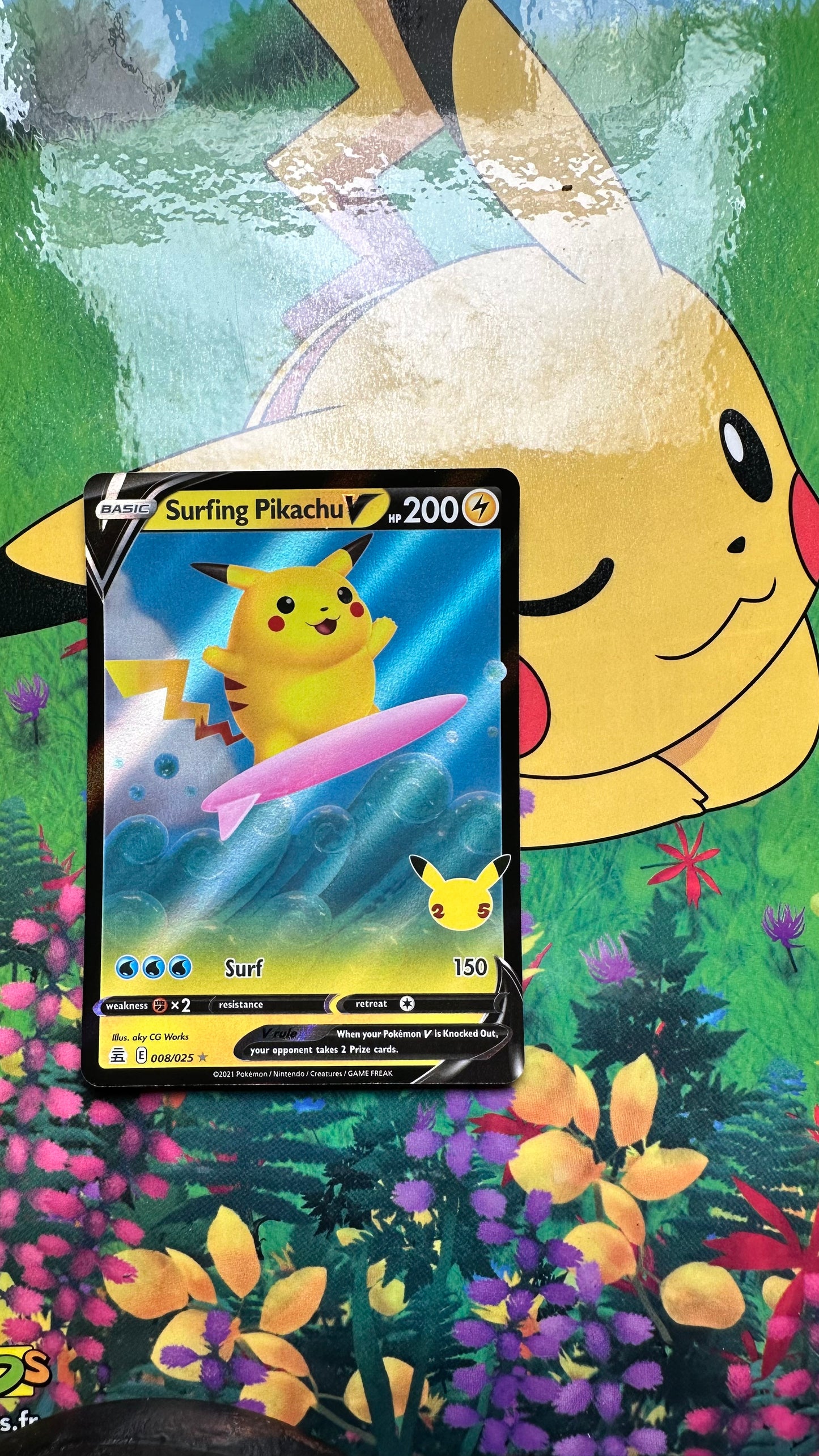 [ Carte ANG ]  Surfing Pikachu V  - Celebrations 25Th  - 008/025 - 2021