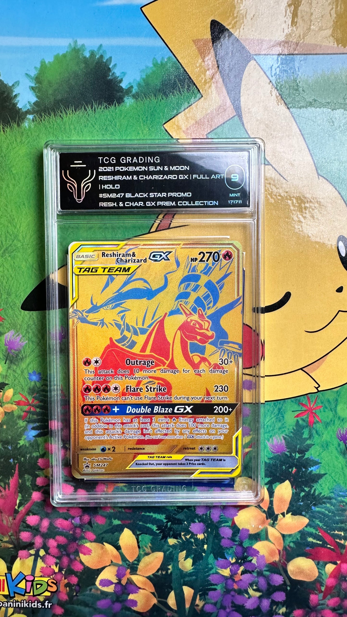 [ Carte Gradée ] Charizard GX - TAG TEAM - PROMO - Reshiram  - SM247